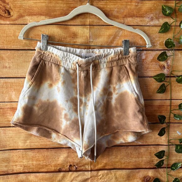 MATE The Label XS Organic Terry Lounge Shorts Brown Ivory White - Picture 1 of 6